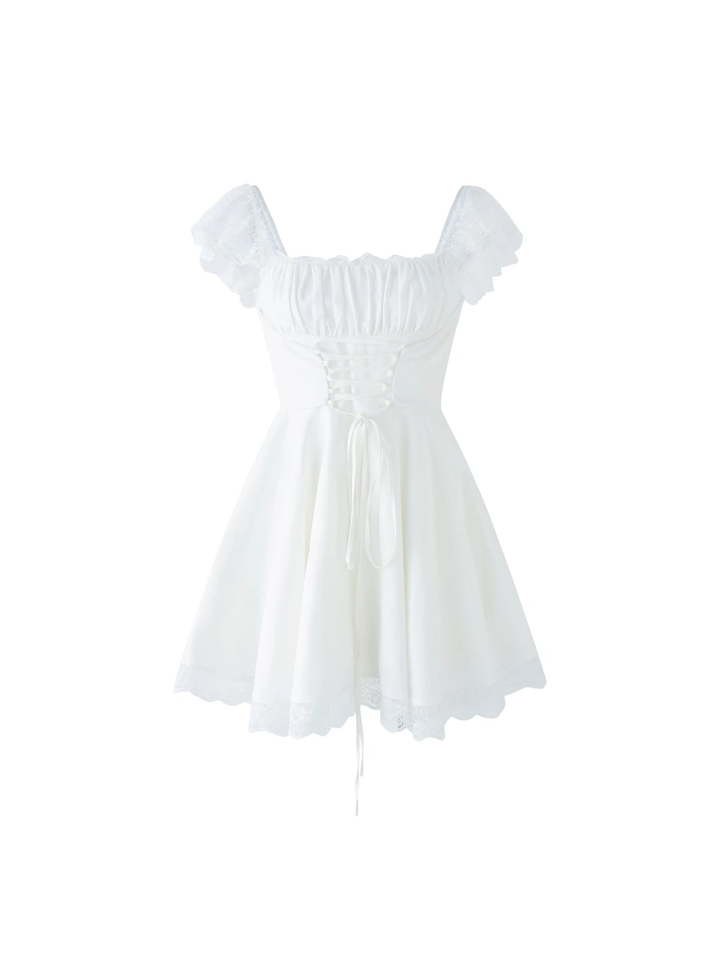 LaluneDuCiel. Original Design White Lace Suspender Dress
