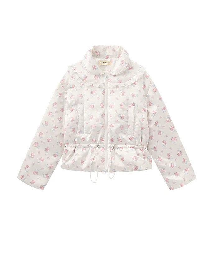 PER PEARL. Original Design Ruched Cropped Goose Down Jacket