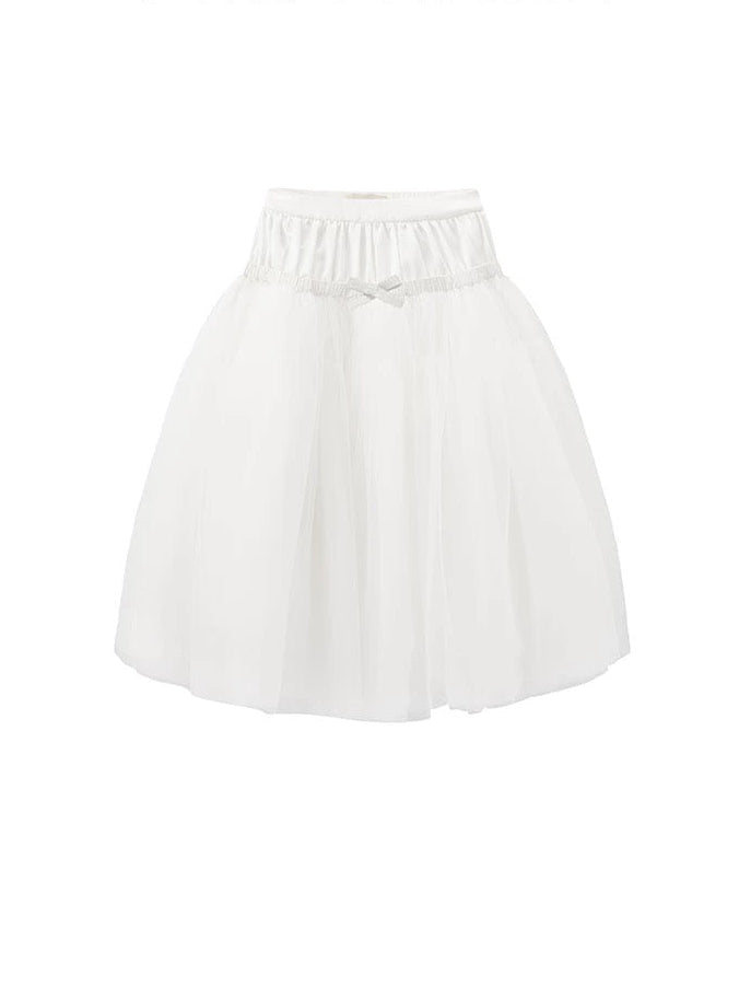 PER PEARL. Original Design Gathered Multi-Layer Tulle Midi Skirt