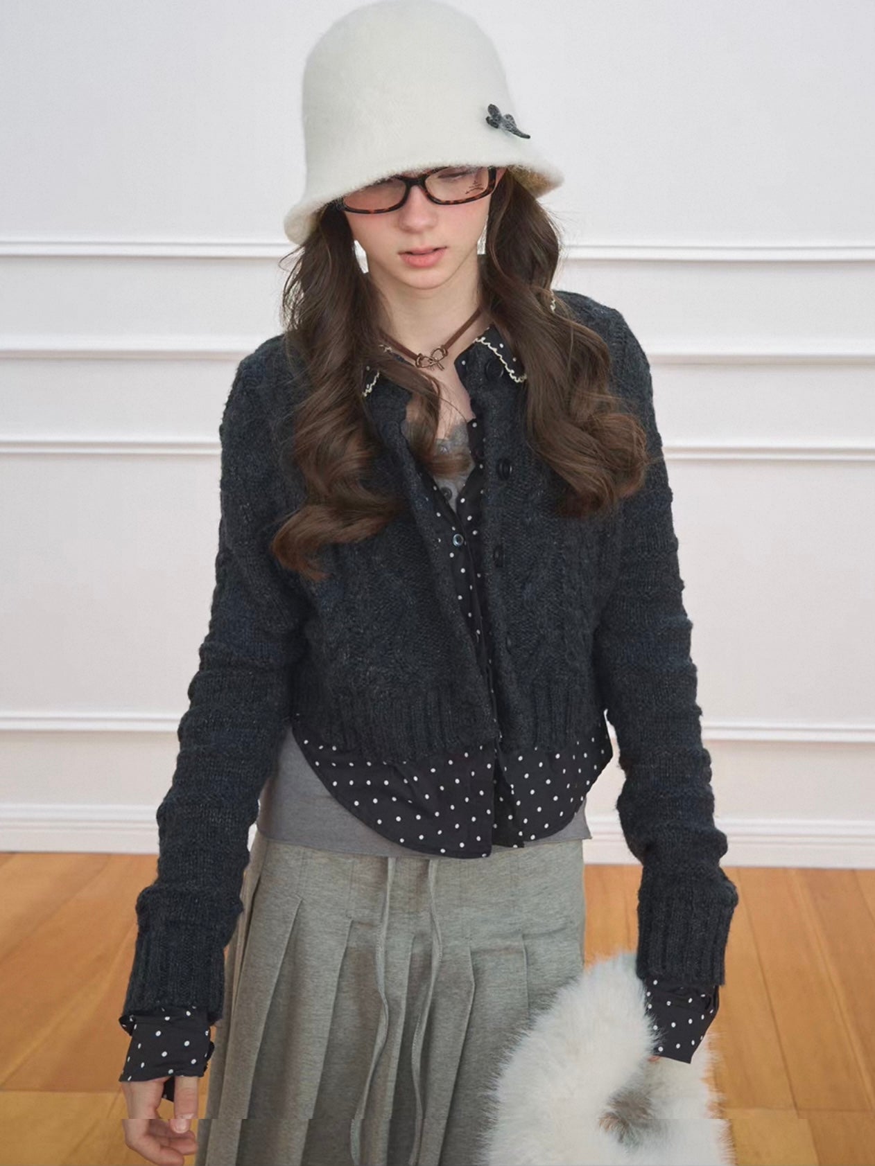 NECY. Original Design Layer Dot Cardigan