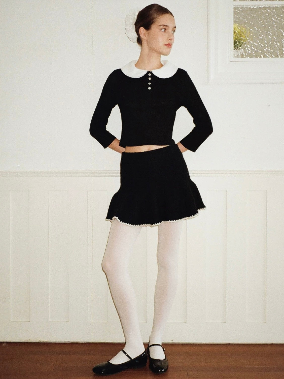 Papi Lav. Original Design Peter Pan Collar Knit Top