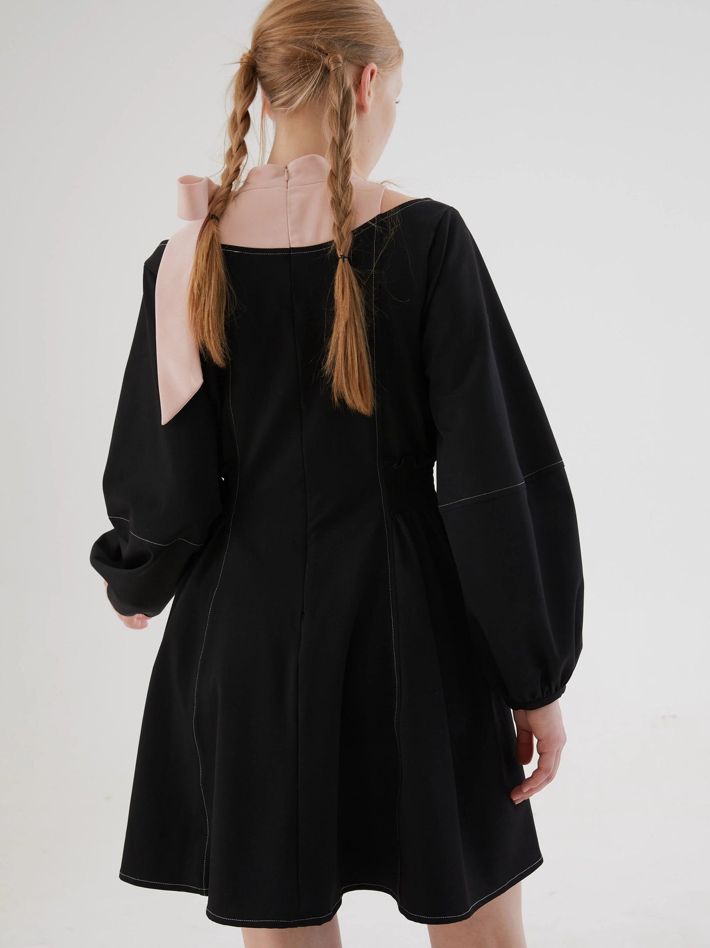 ffringe. Original Design Off-shoulder Lace Up Bow Tie Waist Cinching Dress