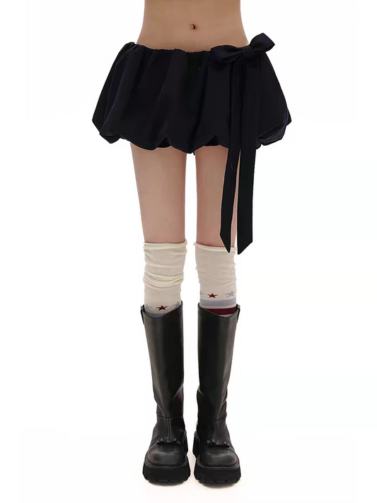 Moromoro. Original Design Wool Bow Tie Paperbag Skirt