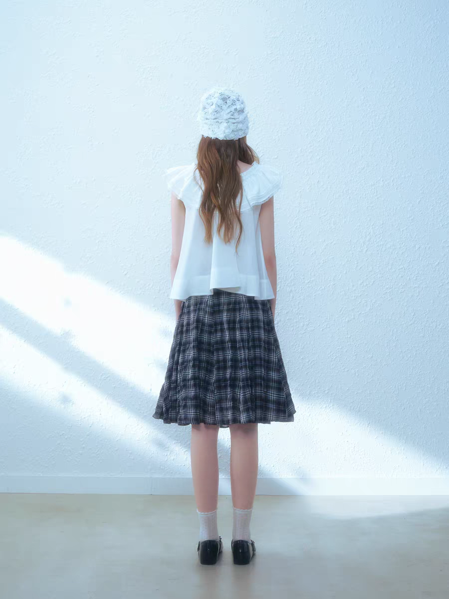 Narrator. Original Design Sleeveless Bow Top & Gingham Midi Skirt Set