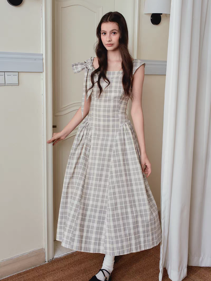 Ffringe. Original Design Asymmetrical Shoulder Detachable Bow Tie Maxi Dress