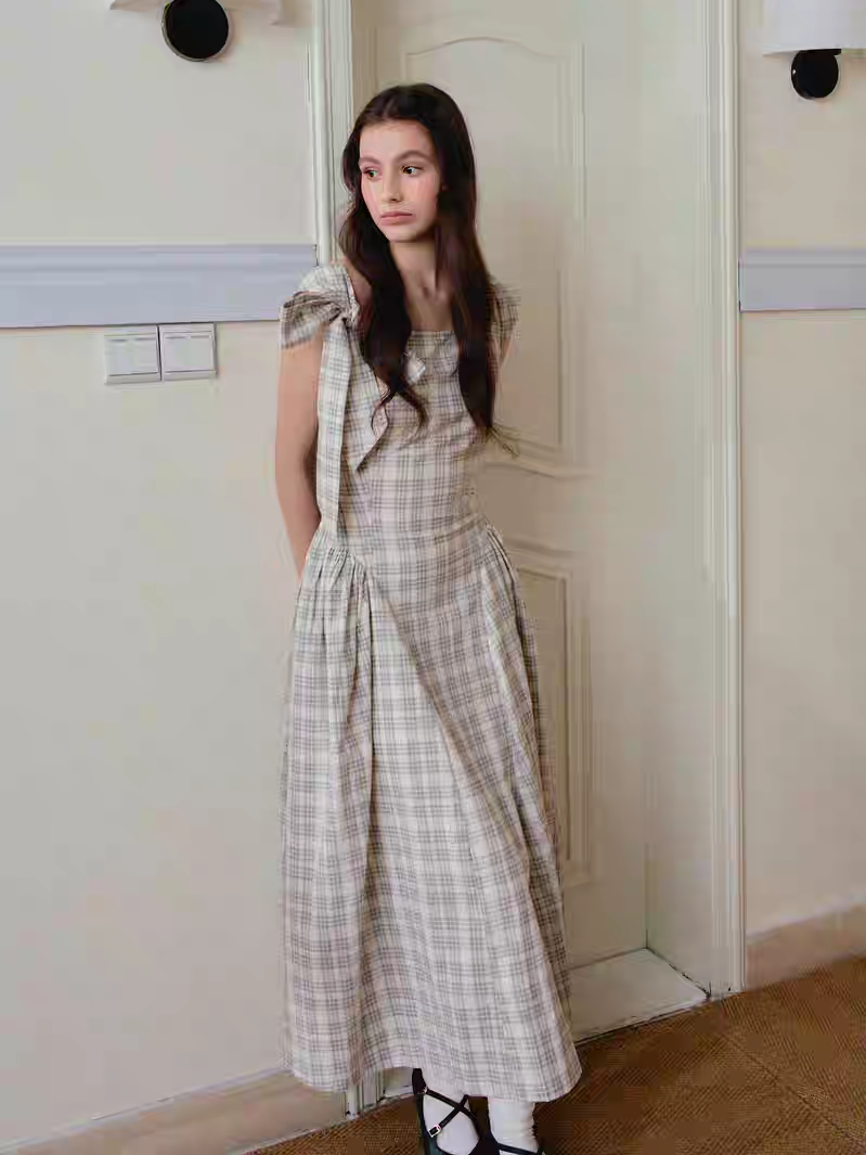 Ffringe. Original Design Asymmetrical Shoulder Detachable Bow Tie Maxi Dress