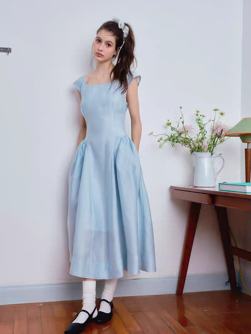 Ffringe. Original Design Asymmetrical Shoulder Detachable Bow Tie Maxi Dress