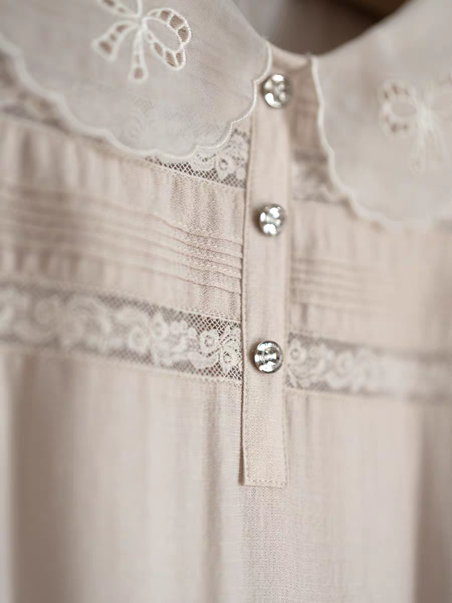 Kissgarnet. Original Design Embroidered Vintage Zip Cardigan & Bow Short Sleeve Dress Set