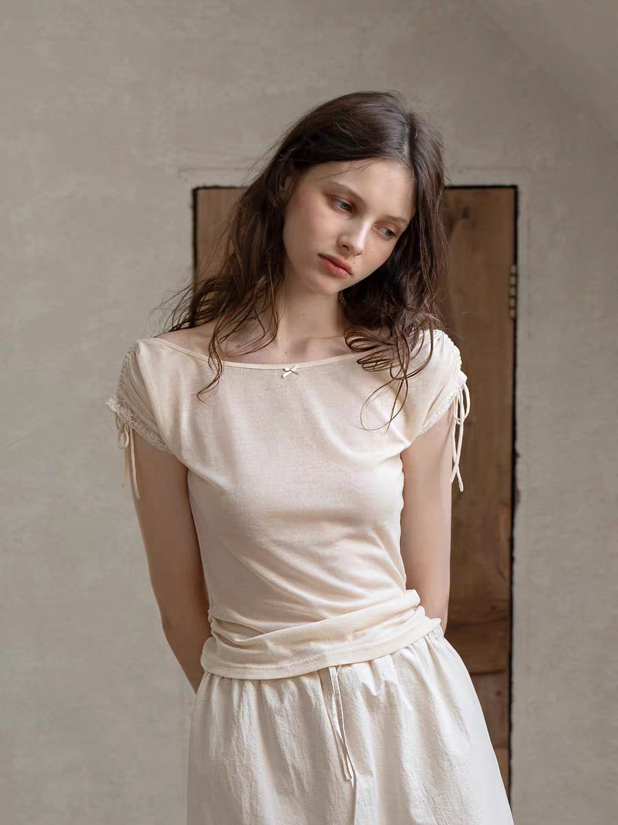 Kissgarnet. Original Design Knit Top & Lace Cardigan Dress Set