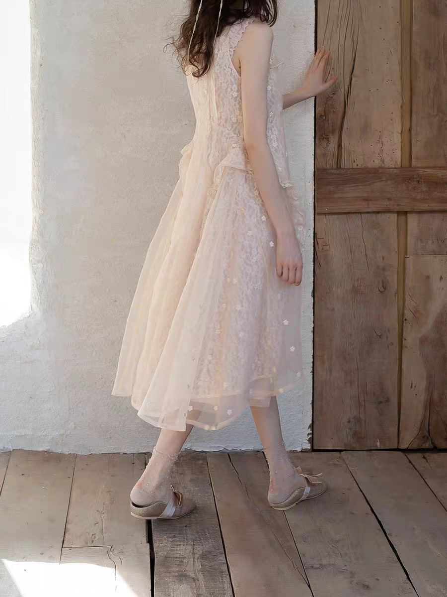 Kissgarnet. Original Design Knit Top & Lace Cardigan Dress Set