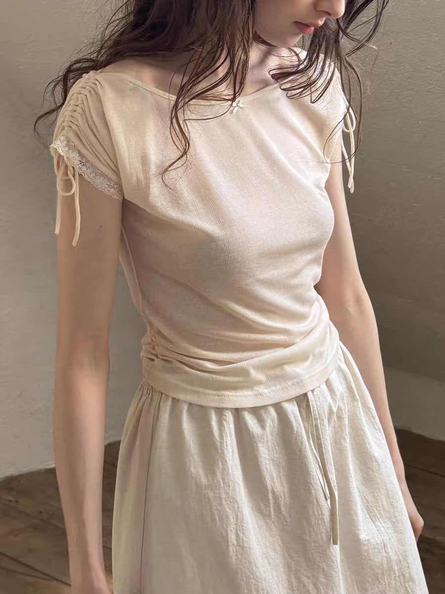 Kissgarnet. Original Design Knit Top & Lace Cardigan Dress Set