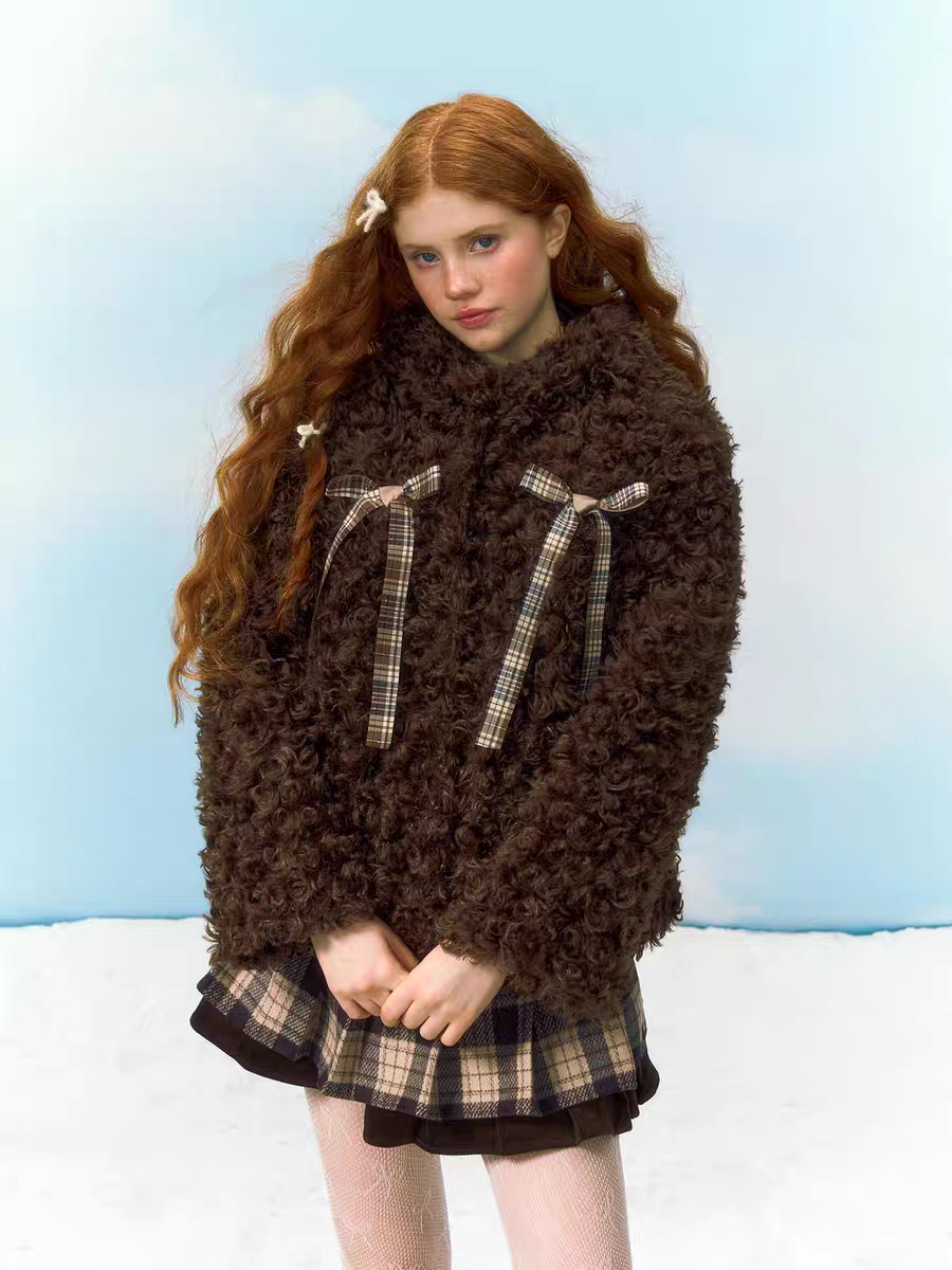 Narrator. Original Design Teddy Bear Hood Plush Cotton-Lined Short Jacket