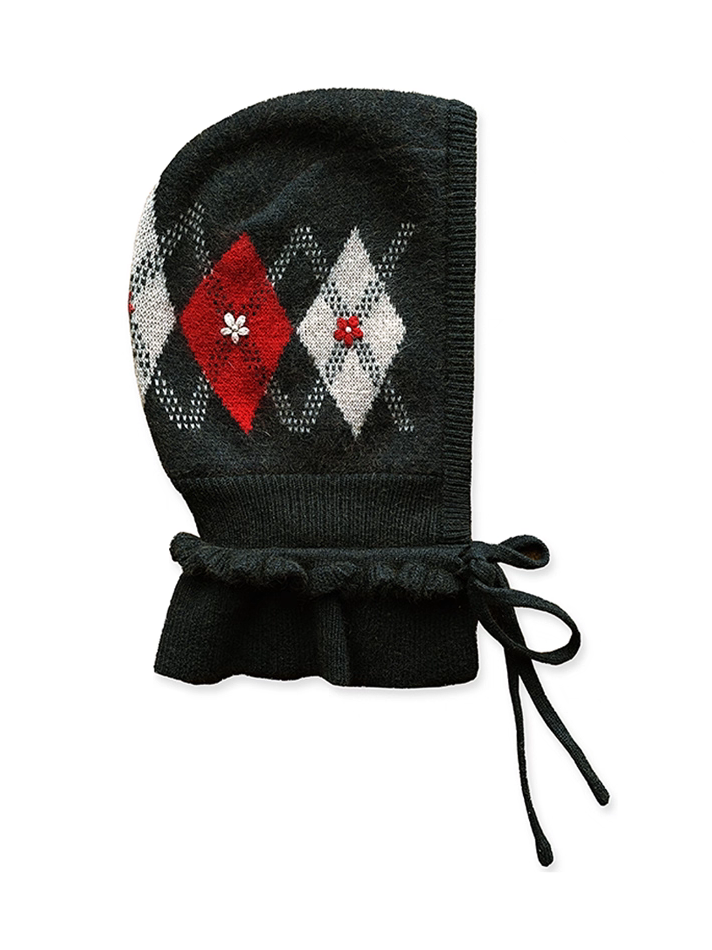 Moromoro. Original Design Diamond Stitch Hand-Embroidered Tie-Up Hat