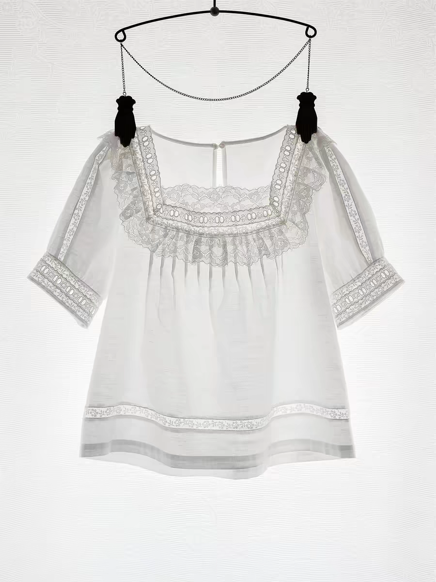 Kissgarnet. Original Design Cotton Linen Short Sleeve Top & Light Pink Shorts Set