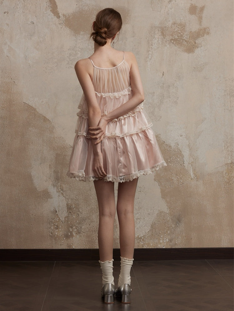 Fa sogno. Original Design Lace Dance-Inspired Cami Puff Dress
