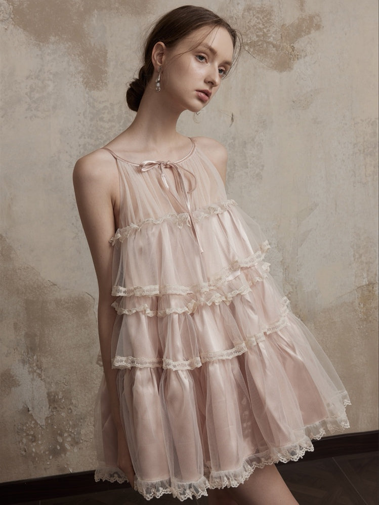 Fa sogno. Original Design Lace Dance-Inspired Cami Puff Dress