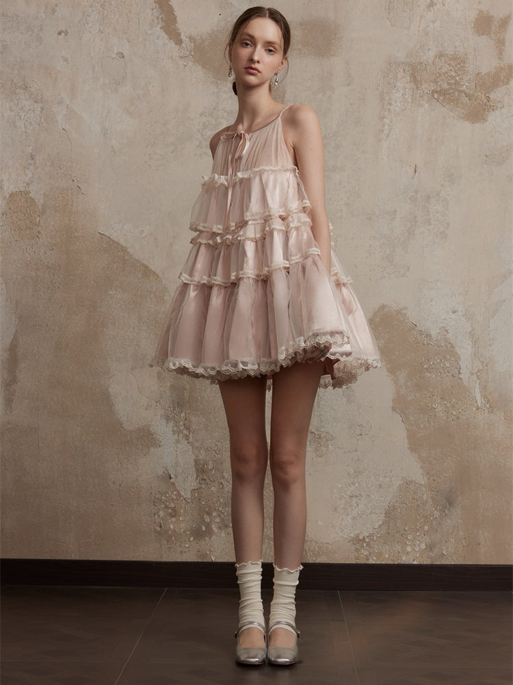 Fa sogno. Original Design Lace Dance-Inspired Cami Puff Dress