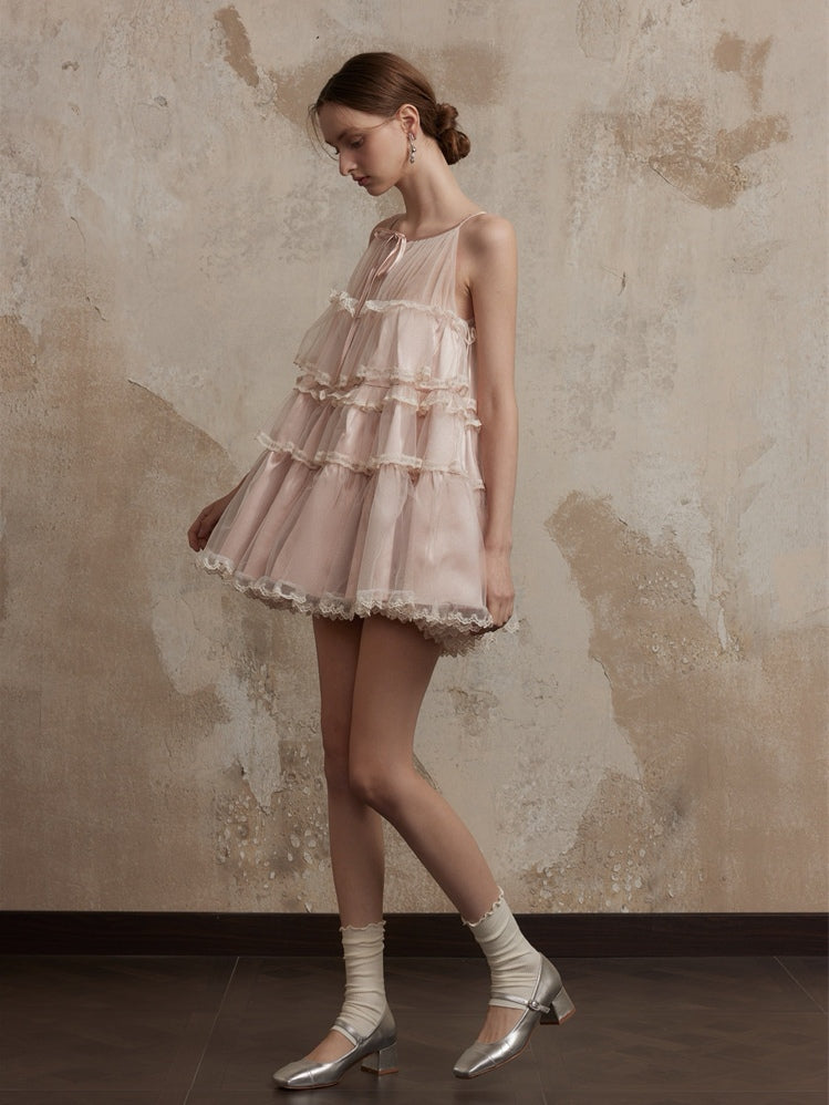 Fa sogno. Original Design Lace Dance-Inspired Cami Puff Dress