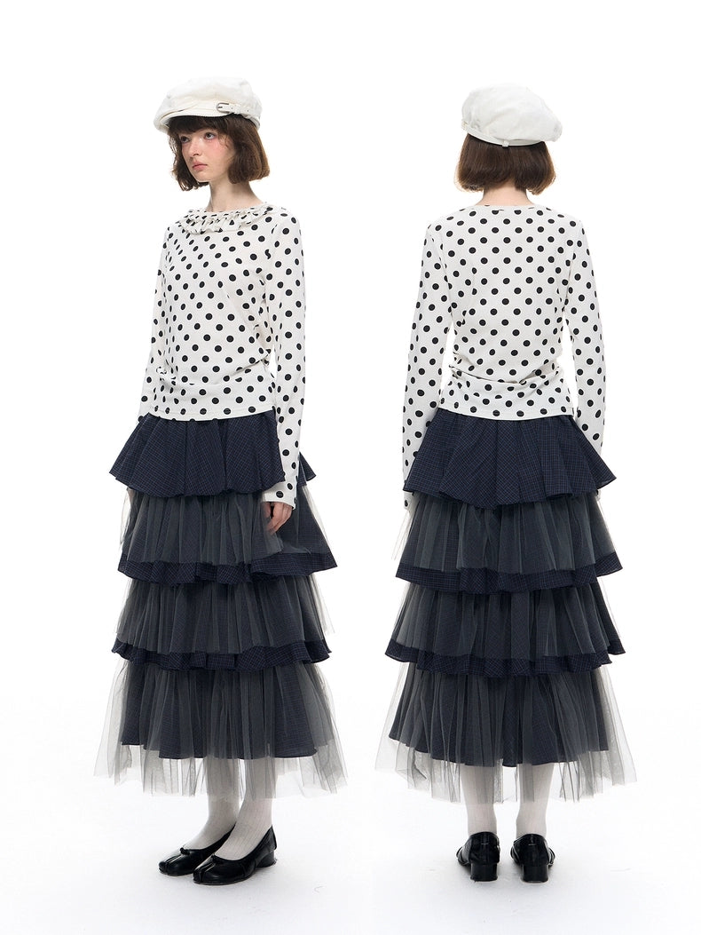 Romance Nanci. Original Design Polka Dot Ruffle Top