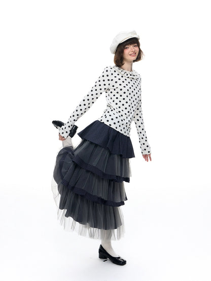 Romance Nanci. Original Design Polka Dot Ruffle Top