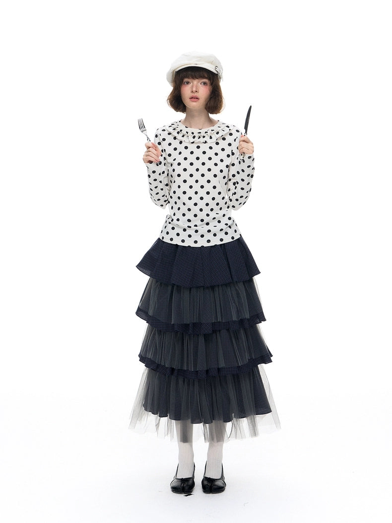 Romance Nanci. Original Design Polka Dot Ruffle Top