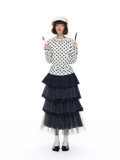 Romance Nanci. Original Design Polka Dot Ruffle Top