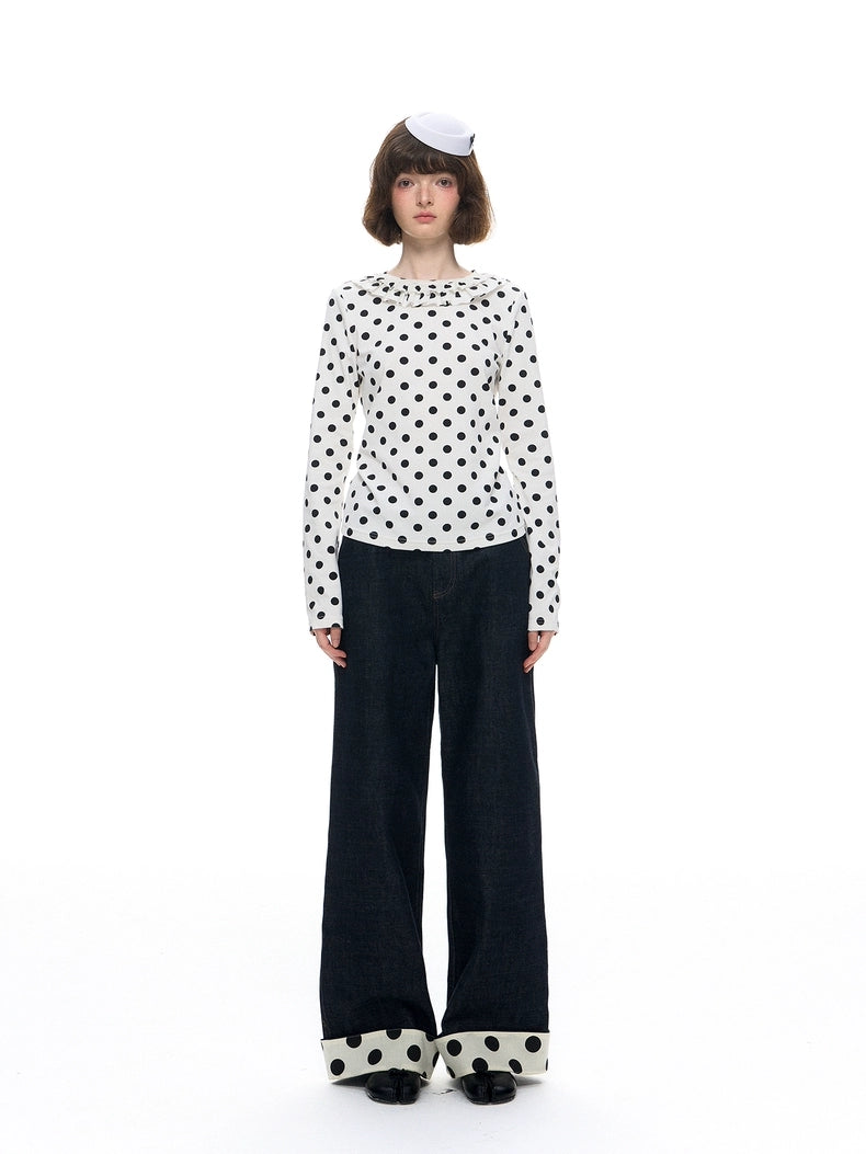 Romance Nanci. Original Design Polka Dot Ruffle Top