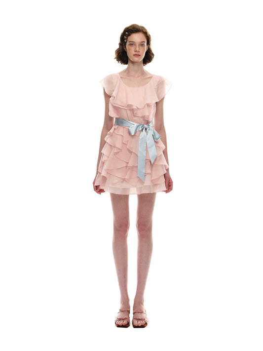 Romance Nanci. Original Design Ruffle Trim Tie Dress