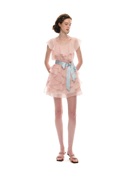 Romance Nanci. Original Design Ruffle Trim Tie Dress