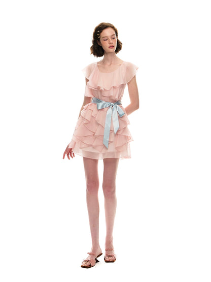 Romance Nanci. Original Design Ruffle Trim Tie Dress
