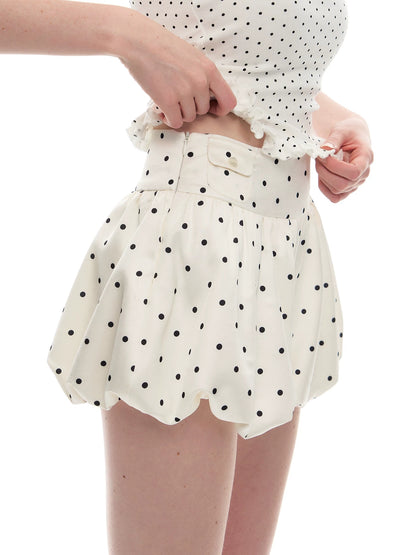 Romance Nanci. Original Design Polka Dot Bubble Hem Sleeveless Top & Skort Set