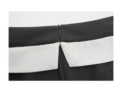 PER PEARL. original design chiffon flocking polka dot camisole top & dark gray suiting skirt