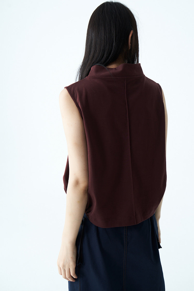 DOSORDONTS. original design cocoon sleeveless stand collar shirt