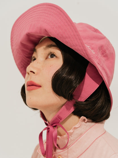 WOKERKER. Original Design Lace-up Wide-Brimmed Fold-Over Bucket Hat