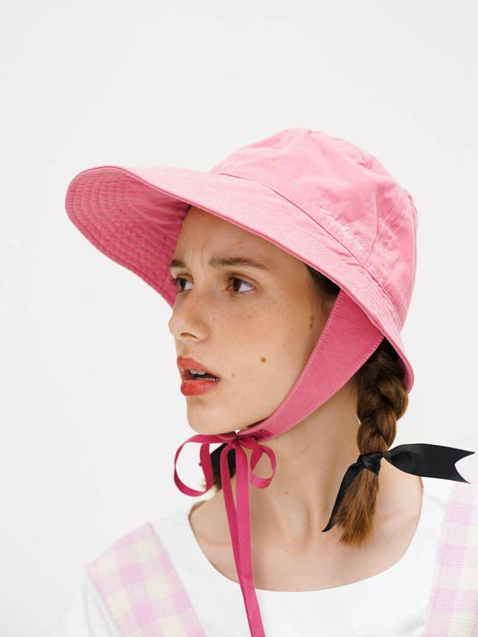 WOKERKER. Original Design Lace-up Wide-Brimmed Fold-Over Bucket Hat
