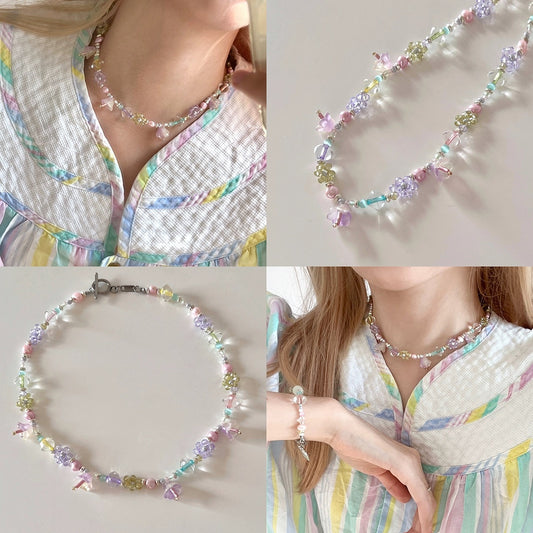YEE ACC. Original Handmade Colorful Flower Bead Necklace