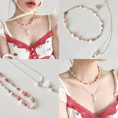YEE ACC. Original Handmade Cherry Red Fritillary Bead Necklace