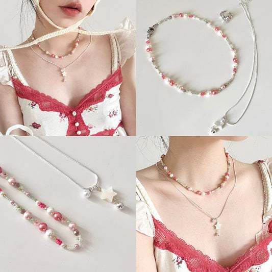 YEE ACC. Original Handmade Cherry Red Fritillary Bead Necklace