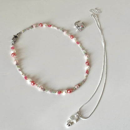 YEE ACC. Original Handmade Cherry Red Fritillary Bead Necklace