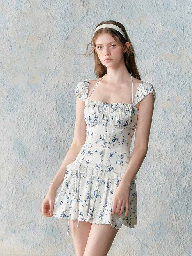 LaluneDuCiel. Original Design Retro Blue Flower Girly Dress