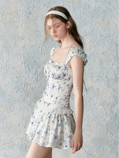 LaluneDuCiel. Original Design Retro Blue Flower Girly Dress