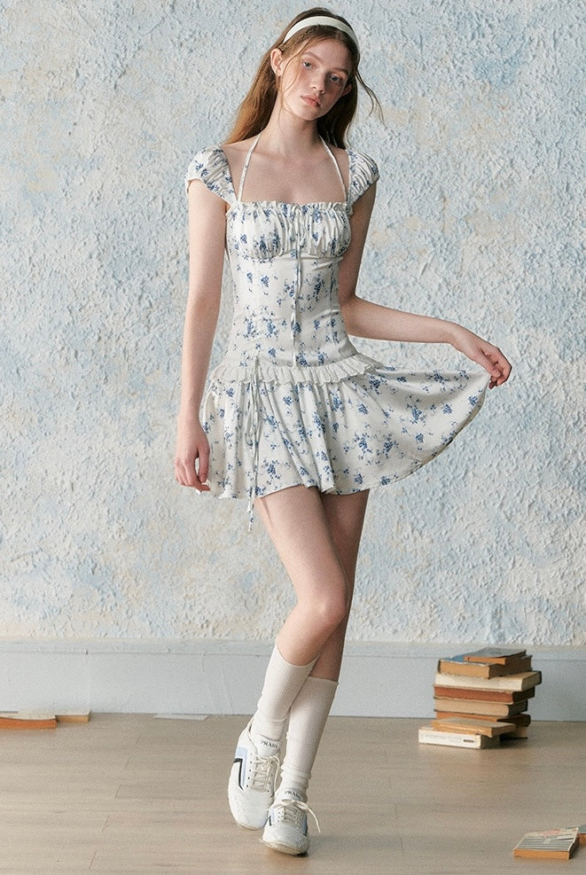 LaluneDuCiel. Original Design Retro Blue Flower Girly Dress