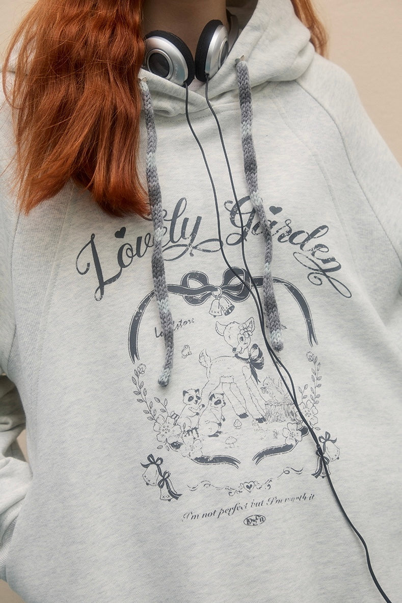 LOLOL.Original Design American Style Loose Print Pullover Hoodie