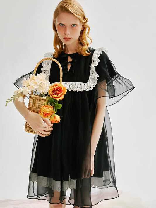 ffringe. Original Design Black Organza Doll Dress