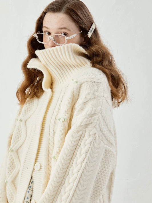 ffringe. Original Design Wool Twist White Sweater Jacket