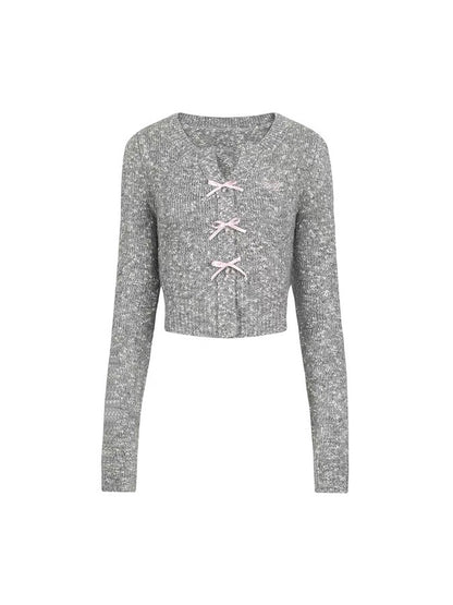 Wooha. Original Design Girly Gray Bow Knit