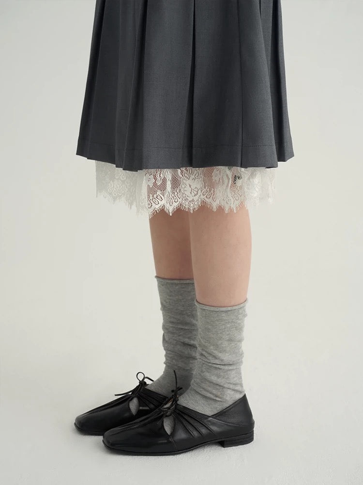 Someone Sometimes. Original Design Lace Panel Pleated Skirt