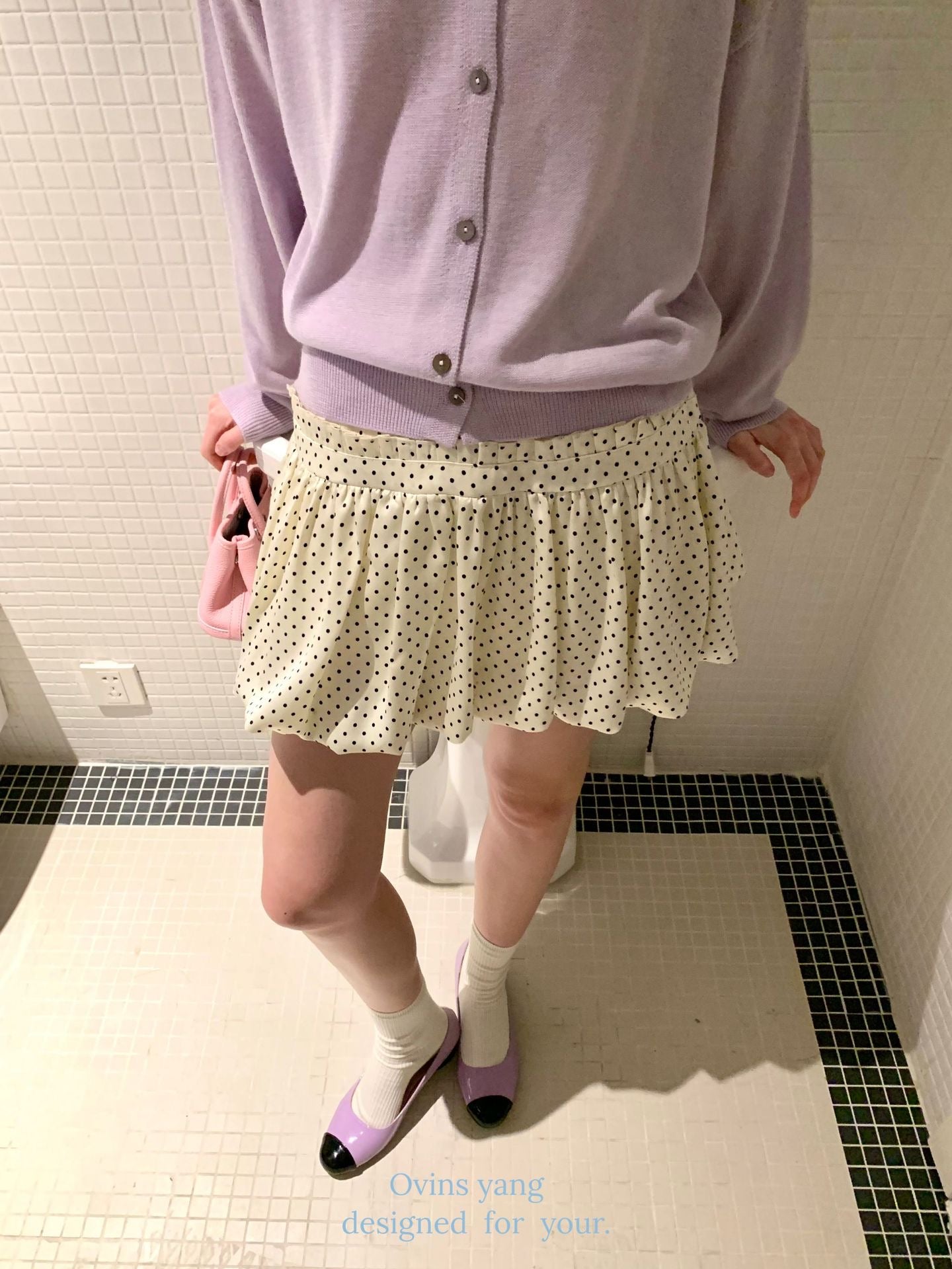 Ovins yang. Girly Sweet Polka Dot Puff Skirt