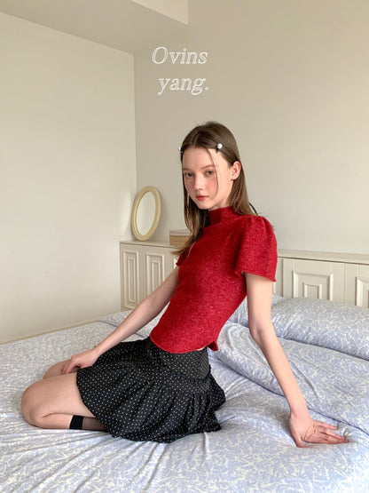 Ovins yang. Girly Sweet Polka Dot Puff Skirt