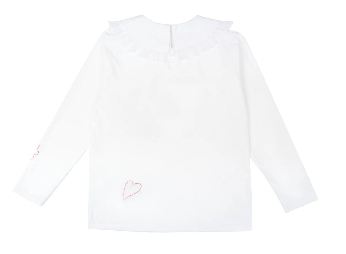 CherryWine. Original Design Angel White Doll Collar Lace Long Sleeve T-shirt